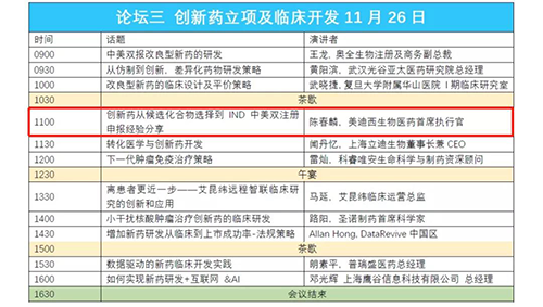 演讲题目：创新药从候选化合物选择到IND中美双注册申报经验分享 